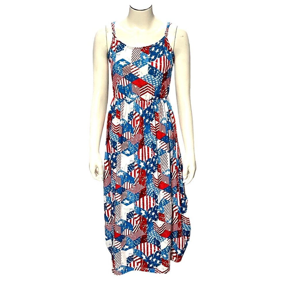 CCC Sleeveless Patriotic American Flag Patchwork Sundress